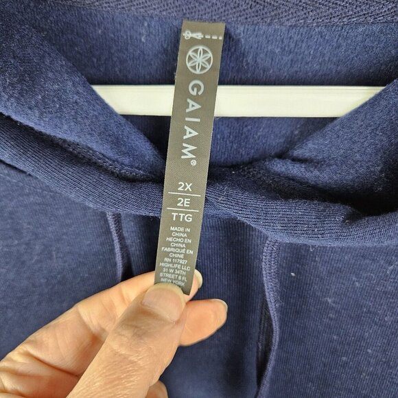 GAIAM Long Sleeve Blue Yoga Sweatshirt Pullover Hoodie Size 2XL - Picture 2 of 9